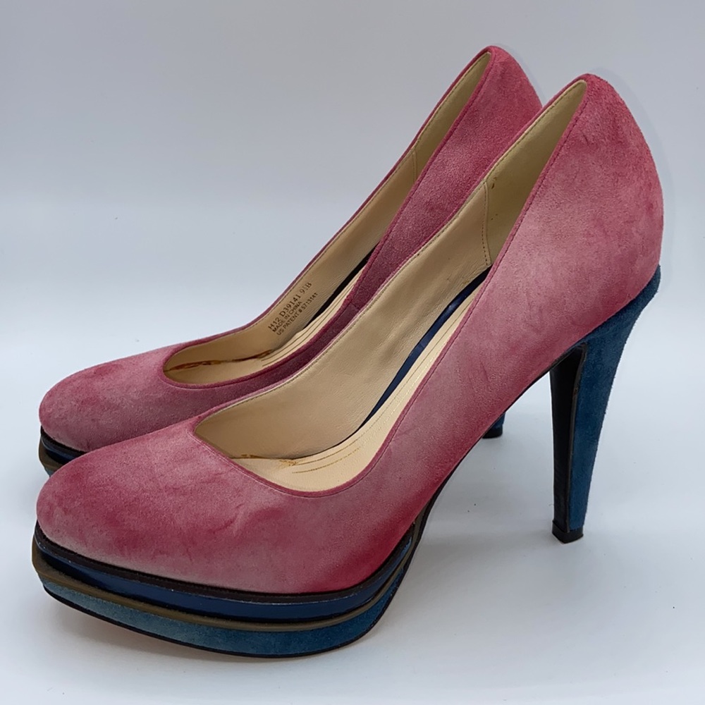COLE HAAN Suede Platform Pumps Heels 9.5B NIKE AIR - Picture 2 of 15
